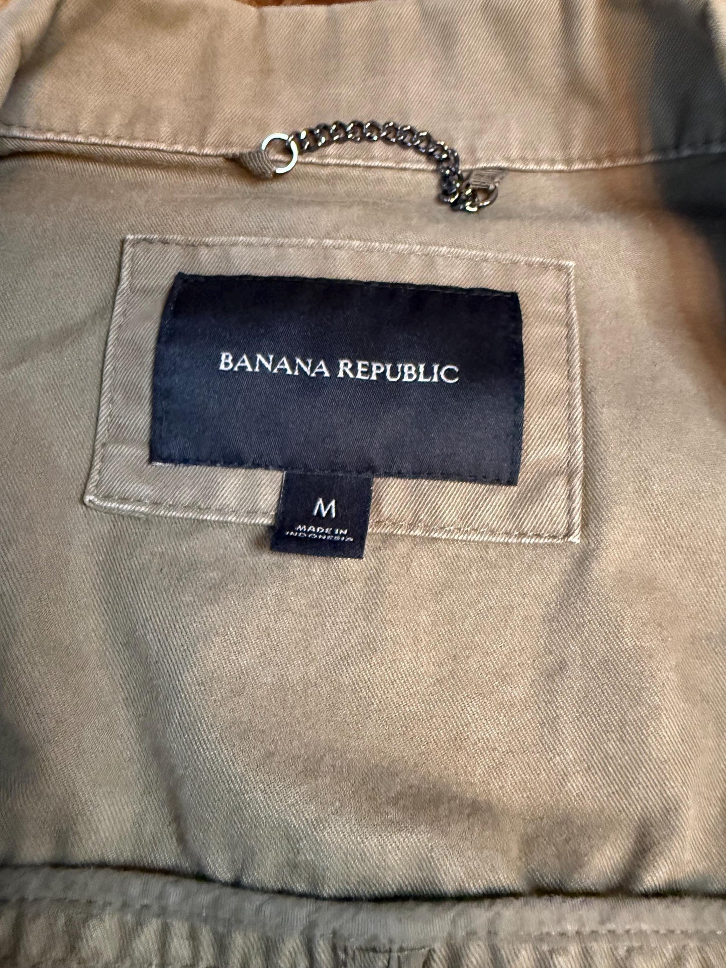 Vintage Olive Military Utility Jacket M BANANA REPUBLIC – Drawstring Waist Field Jacket – Fortunate Son Inspo Closet