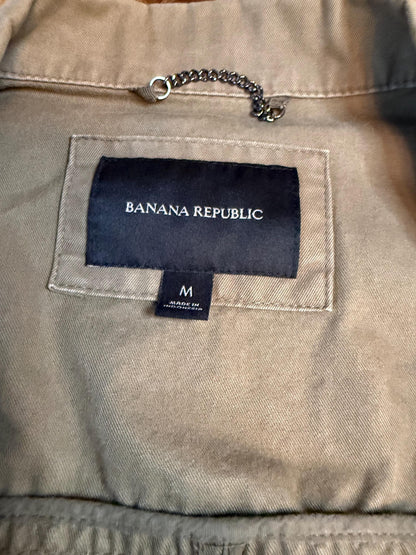 Vintage Olive Military Utility Jacket M BANANA REPUBLIC – Drawstring Waist Field Jacket – Fortunate Son Inspo Closet