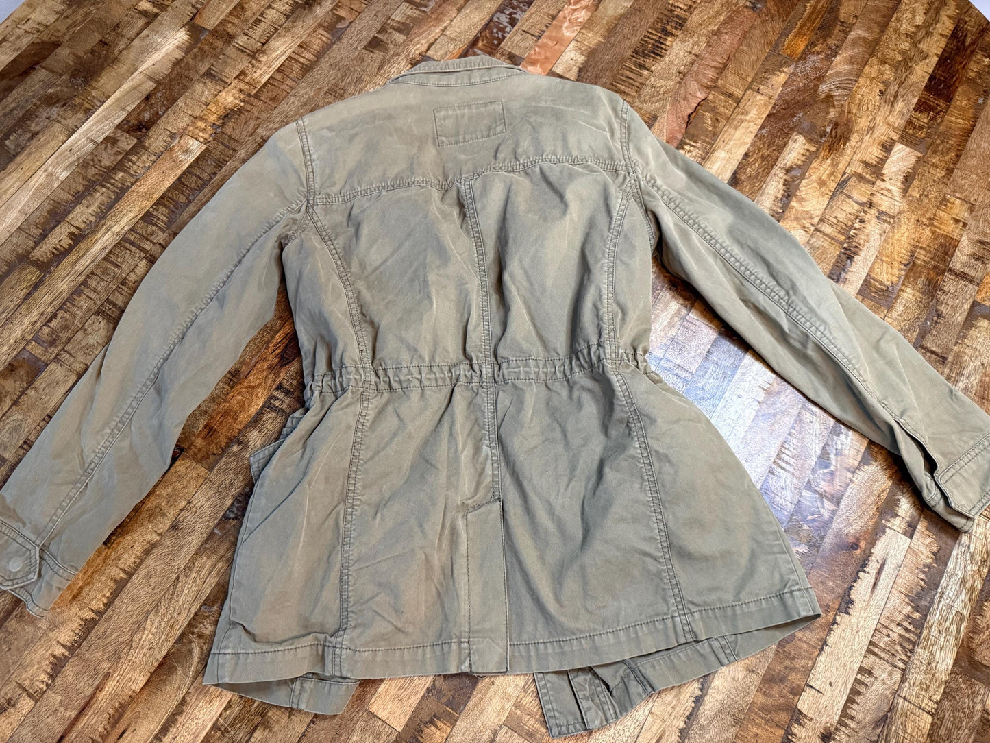 Vintage Olive Military Utility Jacket M BANANA REPUBLIC – Drawstring Waist Field Jacket – Fortunate Son Inspo Closet