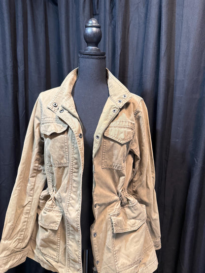 Vintage Olive Military Utility Jacket M BANANA REPUBLIC – Drawstring Waist Field Jacket – Fortunate Son Inspo Closet