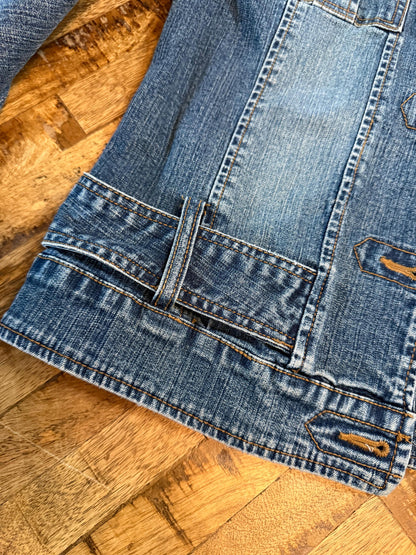 Vintage Denim Jacket L – Belted Women's Jean Jacket Medium Wash – Forever in Blue Jeans Inspo Closet
