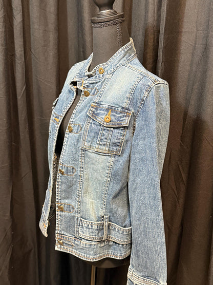 Vintage Denim Jacket L – Belted Women's Jean Jacket Medium Wash – Forever in Blue Jeans Inspo Closet