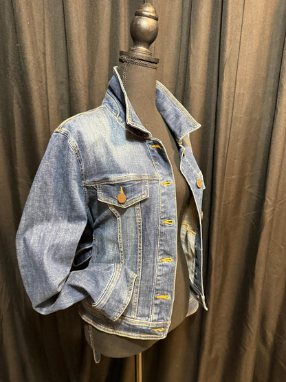 Vintage Denim Jacket L CABI – Belted Women's Jean Jacket Medium Dark Wash – Forever in Blue Jeans Inspo Closet