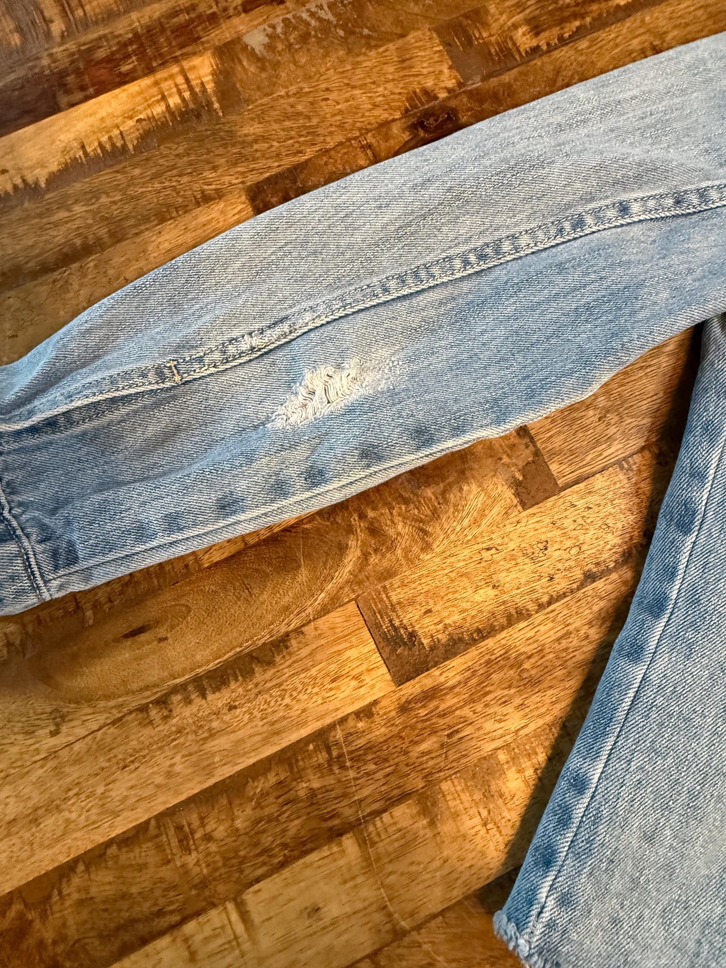 Vintage Denim Jacket XS OLD NAVY – Distressed Light Wash Women's Jean Jacket – Forever in Blue Jeans Inspo Closet