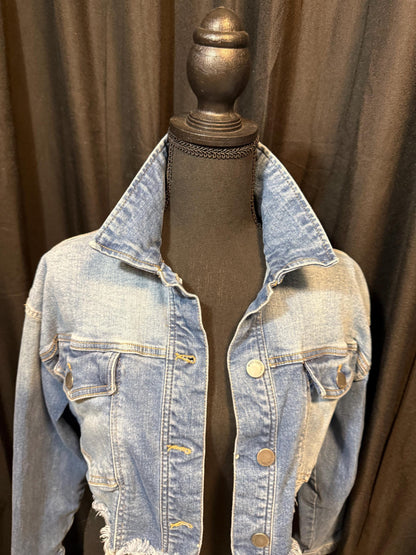 Vintage Denim Jacket S BLACK LABEL – Cropped Women's Jean Jacket Medium Light Wash – Forever in Blue Jeans Inspo Closet