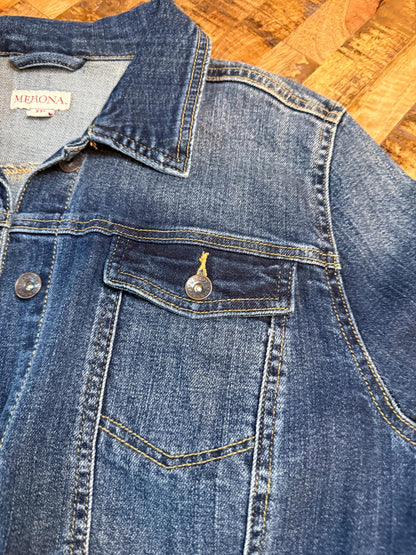 Vintage Denim Jacket XXL MERONA – Dark Wash Women's Stretch Jean Jacket – Forever in Blue Jeans Inspo Closet