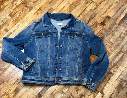 Vintage Denim Jacket XXL MERONA – Dark Wash Women's Stretch Jean Jacket – Forever in Blue Jeans Inspo Closet