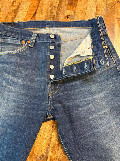 Vintage Levi 501 Jeans 33x32 – Button Fly Classic Fit Denim Jeans Dark Wash – Forever in Blue Jeans Inspo Closet