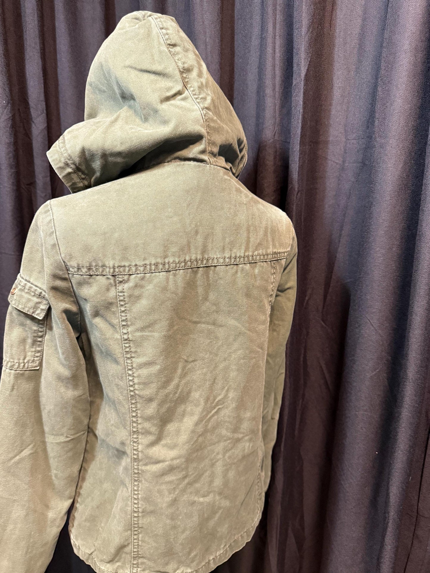 Vintage Olive Military Utility Jacket M MOSSIMO – Hooded Multi Pocket Field Jacket – Fortunate Son Inspo Closet