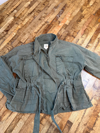 Vintage Olive Military Utility Jacket XS GAP – Belted Naru Collar Field Jacket – Fortunate Son Inspo Closet