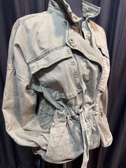 Vintage Olive Military Utility Jacket XS GAP – Belted Naru Collar Field Jacket – Fortunate Son Inspo Closet