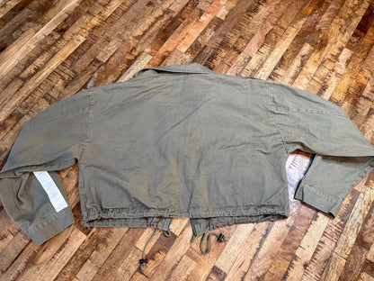 Vintage Olive Military Utility Jacket L WINDSOR – Cropped Drawstring Field Jacket – Fortunate Son Inspo Closet