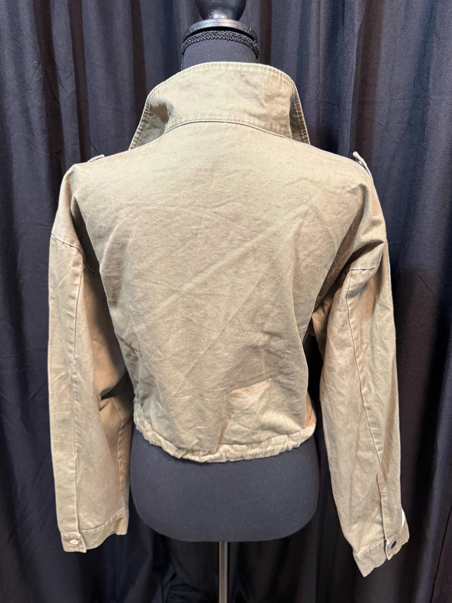 Vintage Olive Military Utility Jacket L WINDSOR – Cropped Drawstring Field Jacket – Fortunate Son Inspo Closet