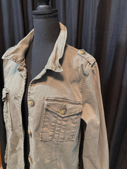 Vintage Olive Military Utility Jacket L KNOX ROSE – Button Front Field Jacket – Fortunate Son Inspo Closet