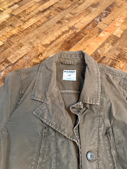 Vintage Olive Military Utility Jacket S OLD NAVY – Drawstring Waist Field Jacket – Fortunate Son Inspo Closet