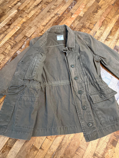 Vintage Olive Military Utility Jacket S OLD NAVY – Drawstring Waist Field Jacket – Fortunate Son Inspo Closet