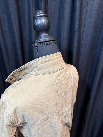 Vintage Olive Military Utility Jacket M BANANA REPUBLIC – Drawstring Waist Field Jacket – Fortunate Son Inspo Closet
