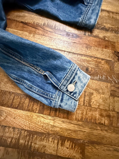 Vintage Denim Jacket M DEMOCRACY – Medium-Dark Wash Women's Jean Jacket – Forever in Blue Jeans Inspo Closet