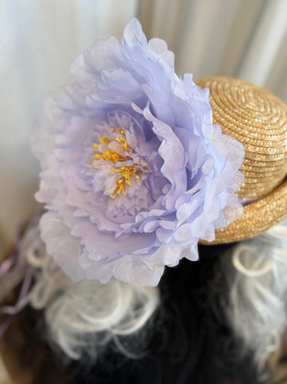 Lady Lavender Floral Top Hat – Lavender Pink Hat, Fairycore Headpiece, Garden Party Hat, Pastel Top Hat, Ren Faire, Cosplay