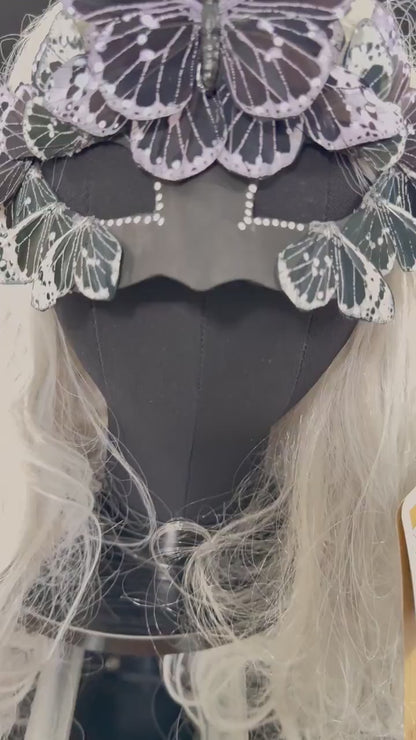 Fantasy Butterfly Mask in Black & White | Feather, Masquerade, Fae, Forrest Friend, Garden Pixie, Ren Faire, Larp, Costume, Role Play