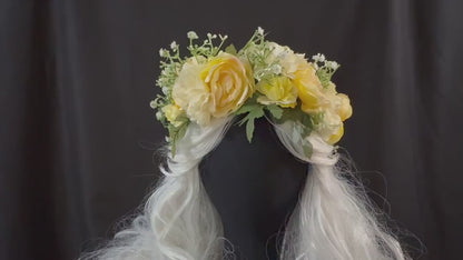 English Garden Rose Floral Garland | Flower Tiara, Flower Crown, Elven Princess, Fairy-core, Ren Faire, Special Occasion Photoshoot