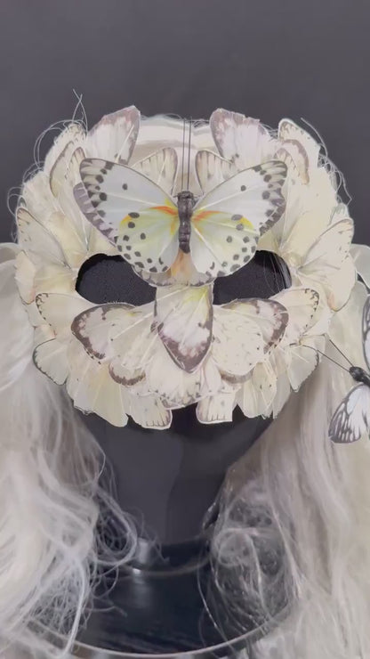 Fantasy Butterfly Mask in White | Feather, Masquerade, Fae, Flower Fairy, Forrest Friend, Garden Pixie, Ren Faire, Larp,  Costume, Role Play