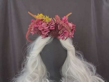 Mulberry Magic Floral Halo Headdress, Pumpkin Flower Crown, Fall Floral Crown, Fae Crown, Cherub Halo, Halloween Headpiece, Ren Faire Crown
