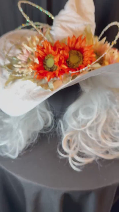 Wiccan White Witch Hat – White Velvet Witch Hat, Autumn Harvest Hat, Light Witch Aesthetic, Halloween Costume, Ren Faire, Cosplay Headpiece
