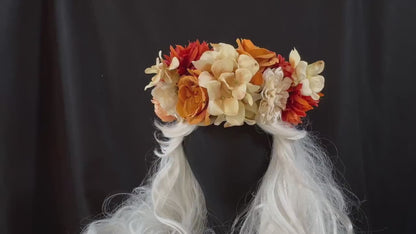 Spiced Rum Floral Garland | Flower Tiara, Flower Crown, Elven Princess Headpiece, Fairy-core, Ren Faire, Special Occasion Photoshoot