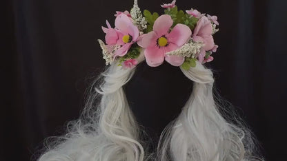 Pretty in Pink Floral Garland | Flower Tiara, Flower Crown, Elven Princess Headpiece, Fairy-core, Ren Faire, Special Occasion Photoshoot