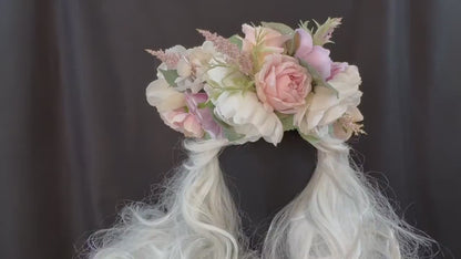 Pastel Pixie Floral Garland | Flower Tiara, Flower Crown, Elven Princess Headpiece, Fairy-core, Ren Faire, Special Occasion Photoshoot