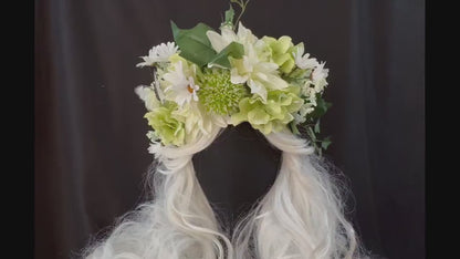 Spring Green Floral Garland | Flower Tiara, Flower Crown, Elven Princess Headpiece, Fairy-core, Ren Faire, Special Occasion Photoshoot