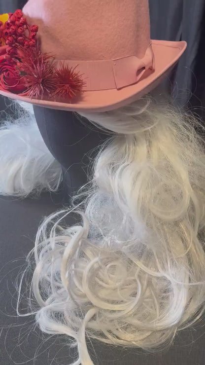 Thankful Thistle Harvest Rose Top Hat – Floral Top Hat, Rose Gold Hat, Autumn Headpiece, Cottagecore Hat, Ren Faire, Festival Wear