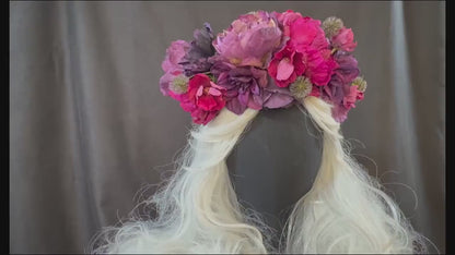 Pretty Plum Floral Garland | Flower Tiara, Flower Crown, Elven Princess Headpiece, Fairy-core, Ren Faire, Special Occasion Photoshoot