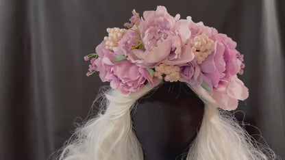 Purple Haze Floral Garland | Flower Tiara, Flower Crown, Elven Princess Headpiece, Fairy-core, Ren Faire, Special Occasion Photoshoot