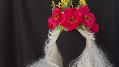 Poppy Fields Floral Garland | Flower Tiara, Flower Crown, Elven Princess Headpiece, Fairy-core, Ren Faire, Special Occasion Photoshoot