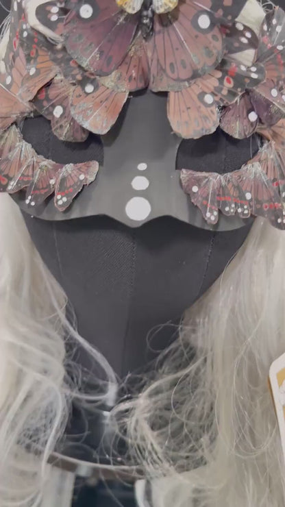 Fantasy Moth / Butterfly Mask in Brown | Feather, Fantasy, Masquerade, Fae, Forrest, Garden Pixie, Ren Faire, Larp, Costume, Role Play