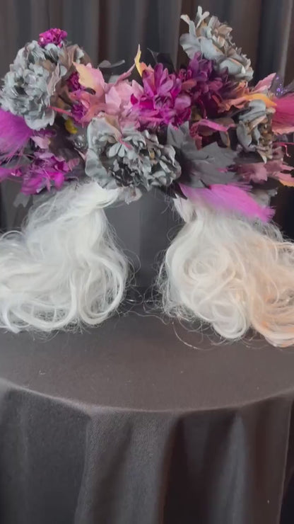 Midnight Coven Seraphim Halo, Black Floral Halo Crown, Witch Crown, Gothic Halo Headpiece, Fairy Crown, Ren Faire Costume, Photoshoot Prop