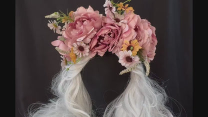 Blushing Glance Floral Headpiece | Flower Tiara, Flower Crown, Elven Princess Headpiece, Fairy-core, Ren Faire, Special Occasion Photoshoot