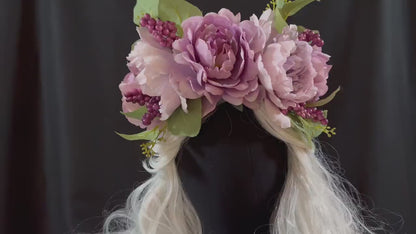 Sugar Plum Floral Garland | Flower Tiara, Flower Crown, Elven Princess Headpiece, Fairy-core, Ren Faire, Special Occasion Photoshoot