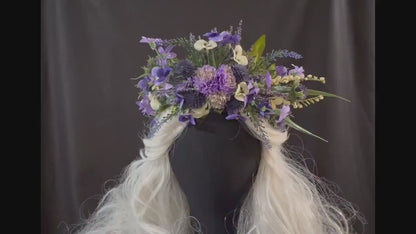 Pansy Pixie Floral Garland | Flower Tiara, Flower Crown, Elven Princess Headpiece, Fairy-core, Ren Faire, Special Occasion Photoshoot