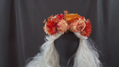 Indian Summer Floral Garland | Flower Tiara, Flower Crown, Elven Princess Headpiece, Fairy-core, Ren Faire, Special Occasion Photoshoot