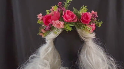 Rosey Outlook Floral Garland | Flower Tiara, Flower Crown, Elven Princess Headpiece, Fairy-core, Ren Faire, Special Occasion Photoshoot